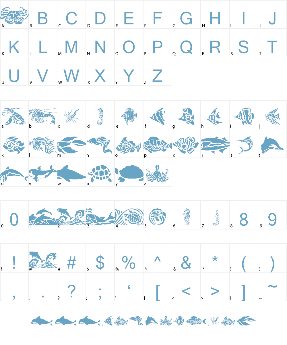 HFF Aqua Stencil Font Character